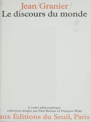 cover image of Le Discours du monde